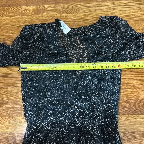 Ba&sh Celia Black Velvet Dot Ruffle Mini Dress Size 6 Silk Blend - Picture 14 of 15